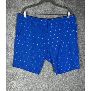 Tee Time Golf Shorts Mens Size 38‎ Stretch Blue Golfer Golfing Print Pockets